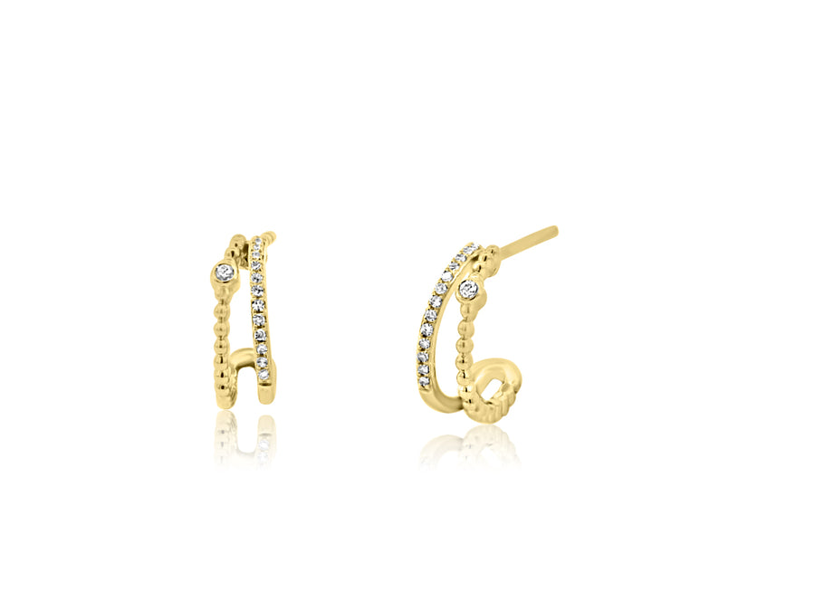 Diamond Yellow Double Gold Hoops