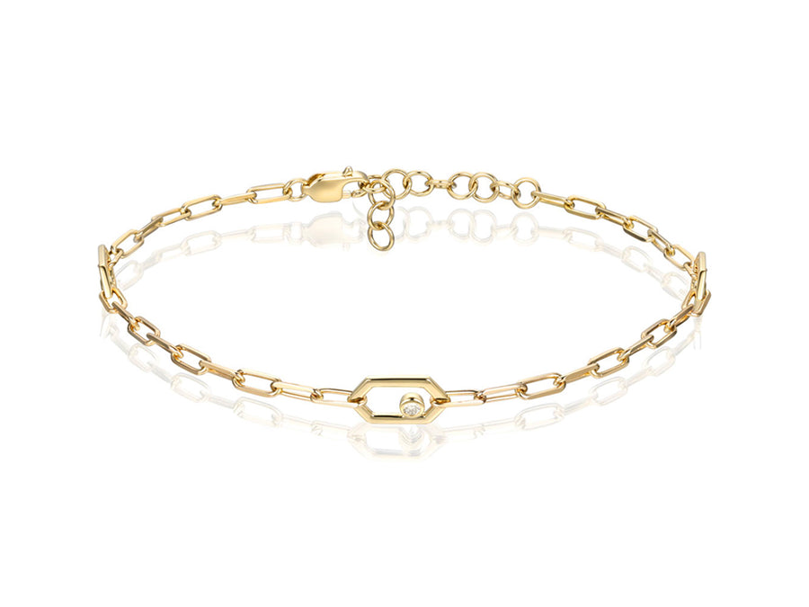 Thin Oval & Hexagon Link Bracelet