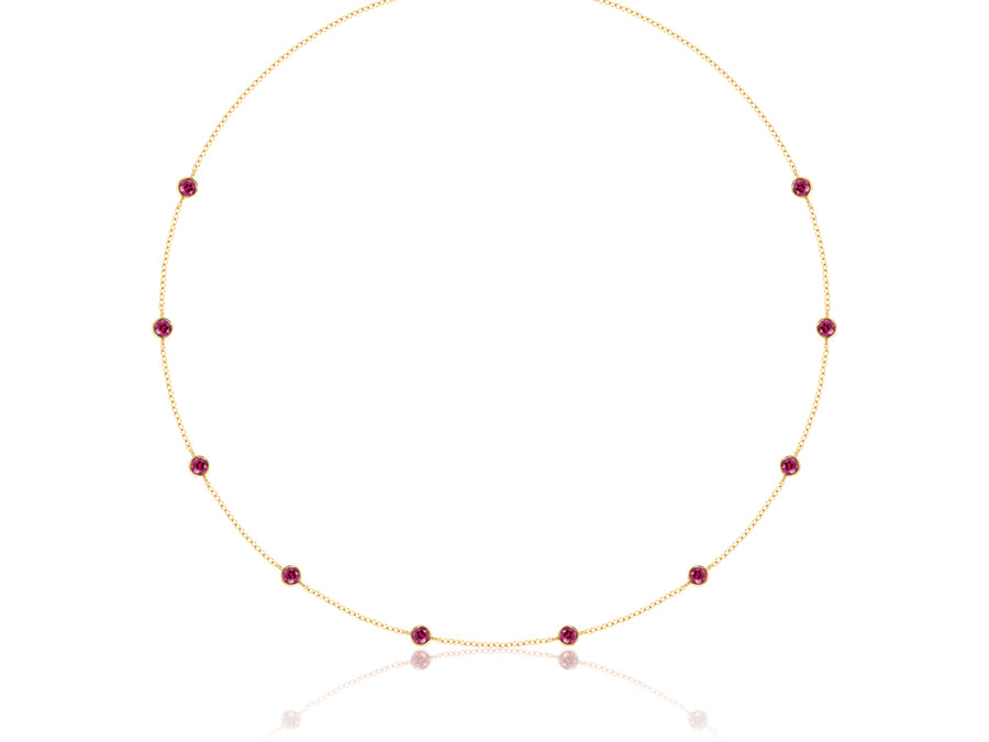 Bezel Ruby Yellow Gold Necklace