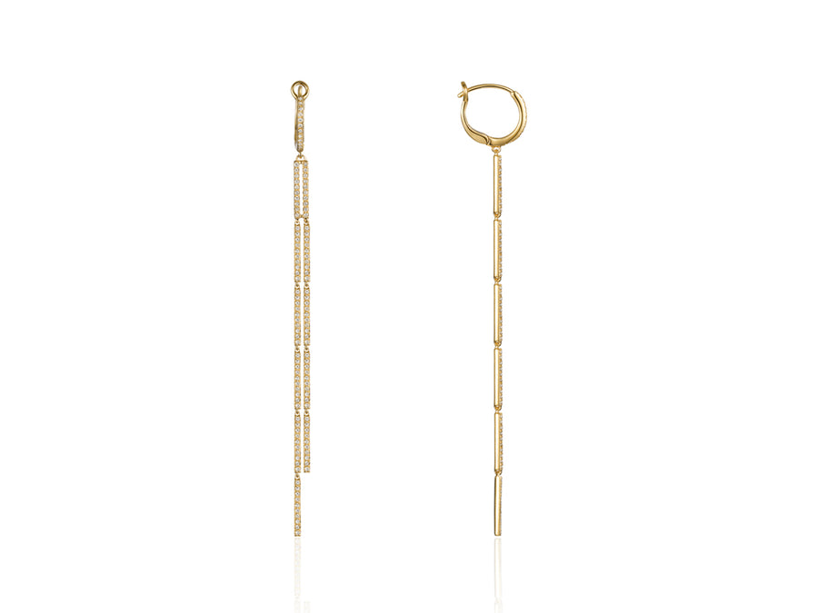Long Double Pave Diamond Strand Earrings