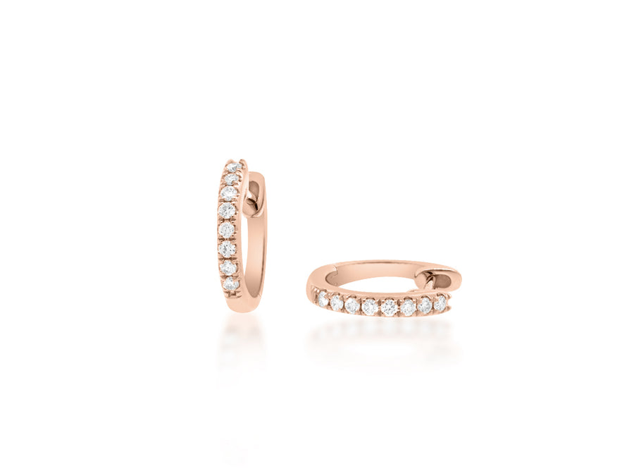 Small Pave Diamond Rose Gold Hoops