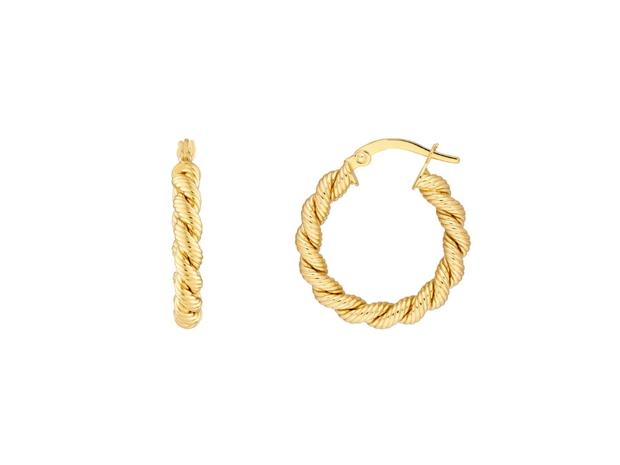 Rope Twist Yellow Gold Hoops