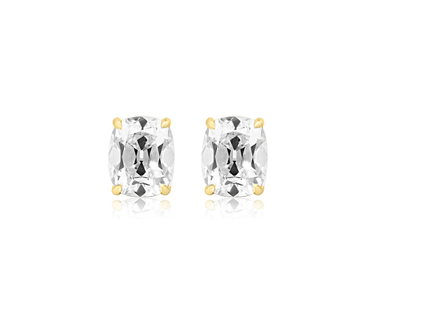 3.13ct IVS Antique Cushion Lab Diamond Gold Stud Earrings