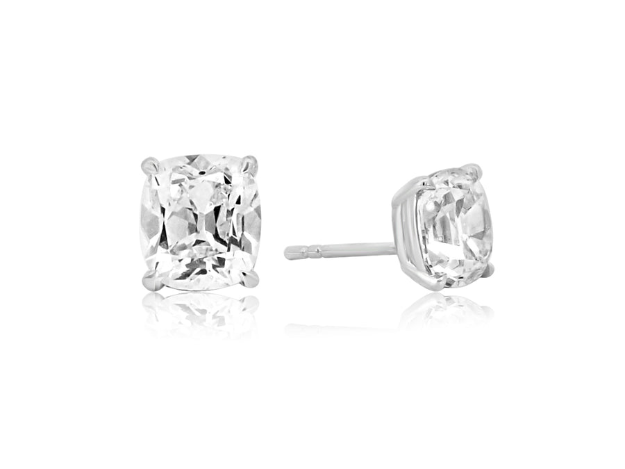 4.07ct JVS Antique Cushion Lab Diamond White Gold Stud Earrings