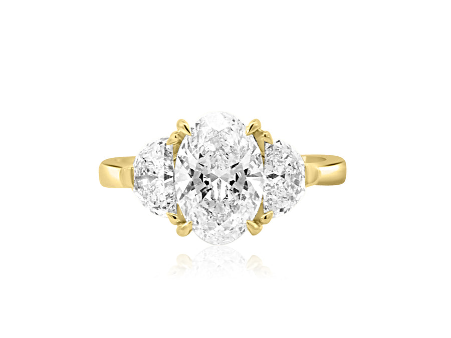 2.99cts DVS1 Oval Lab Diamond Yellow Gold Ring