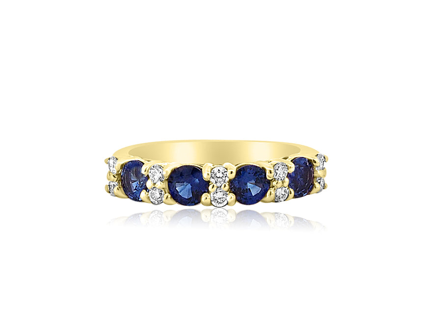 Sapphire and Diamond Half Eternity Band
