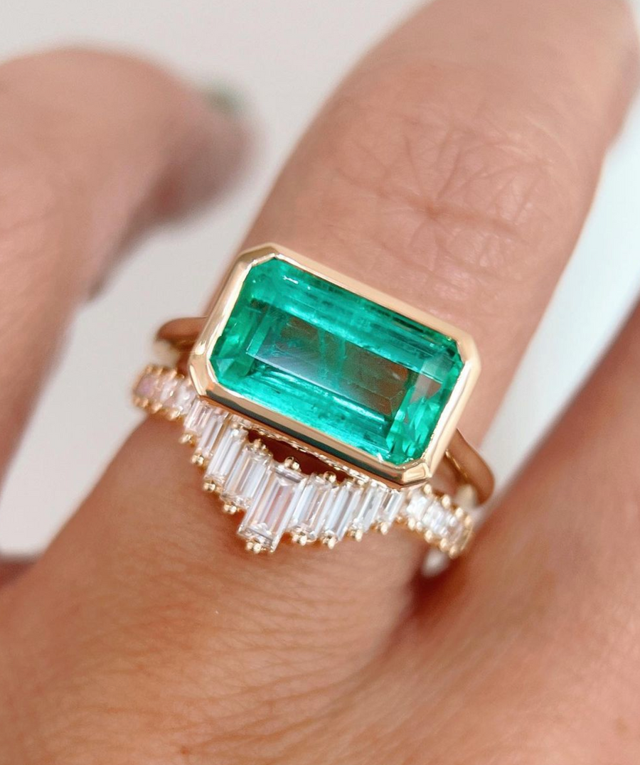 3.44ct Colombian Emerald Bezel Ring