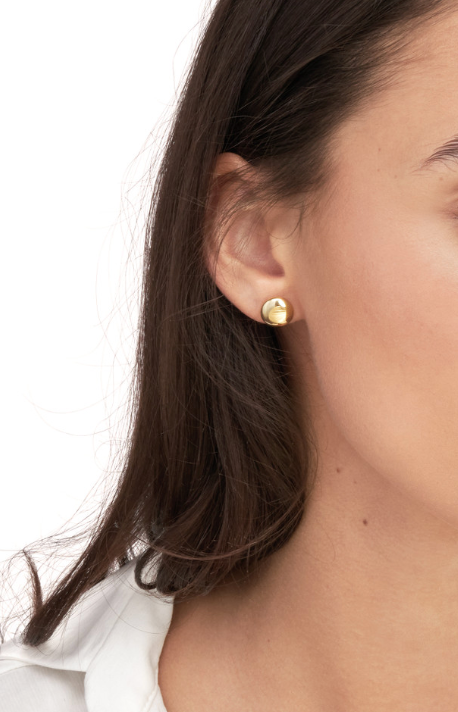 Gold Polished Button Stud Earrings