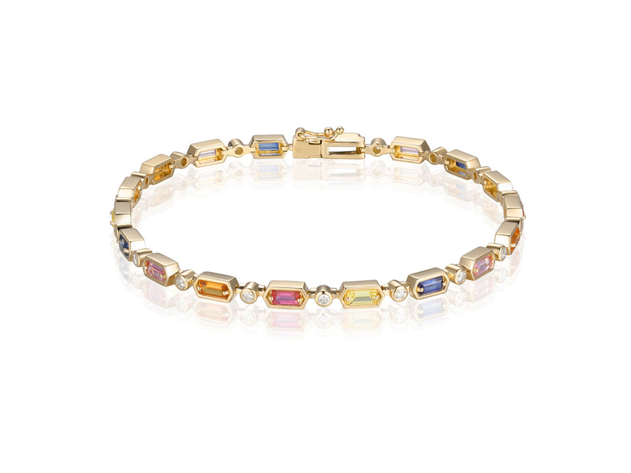 Rainbow Sapphire Bezel Bracelet