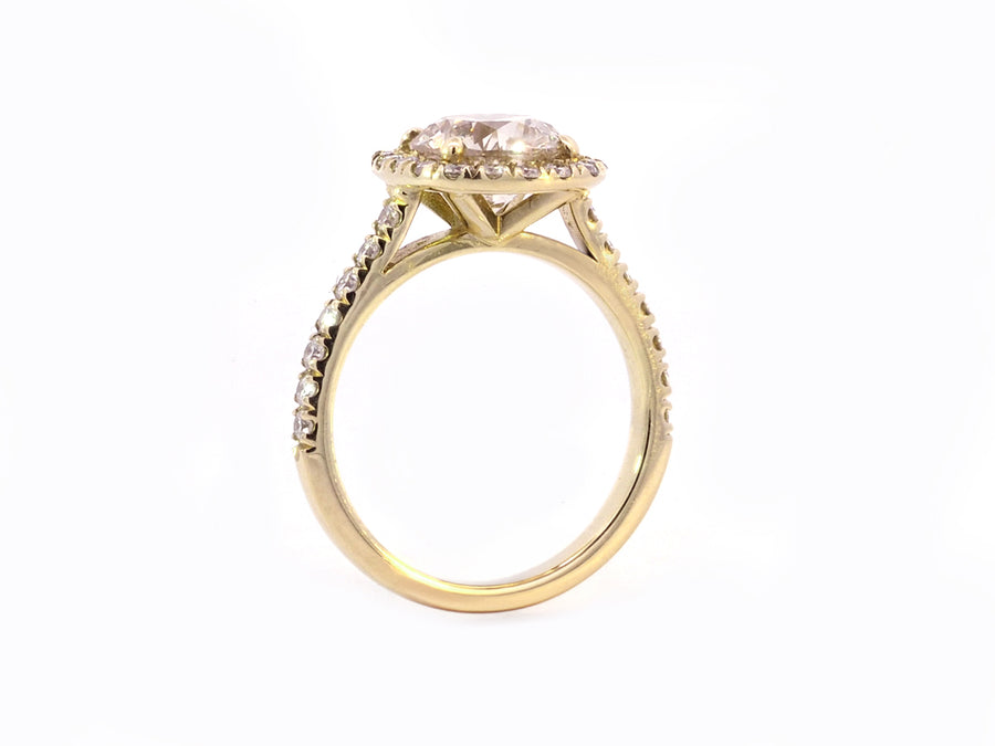 2.04ct Champagne Diamond Goddess Yellow Gold Ring