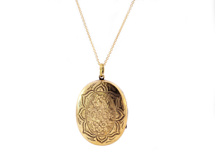 Vintage Oval Engraved Floral Locket
