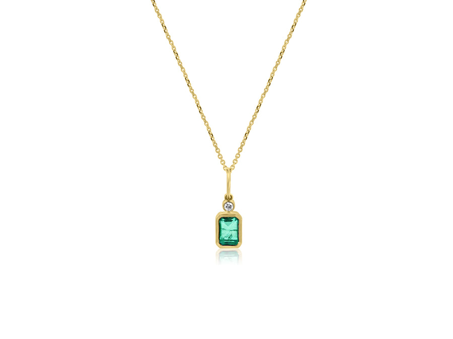 Yellow Gold Emerald & Diamond Pendant