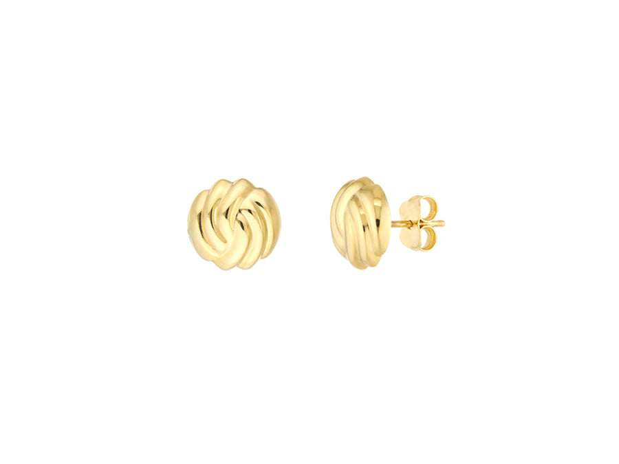 Gold Domed Knot Stud Earrings