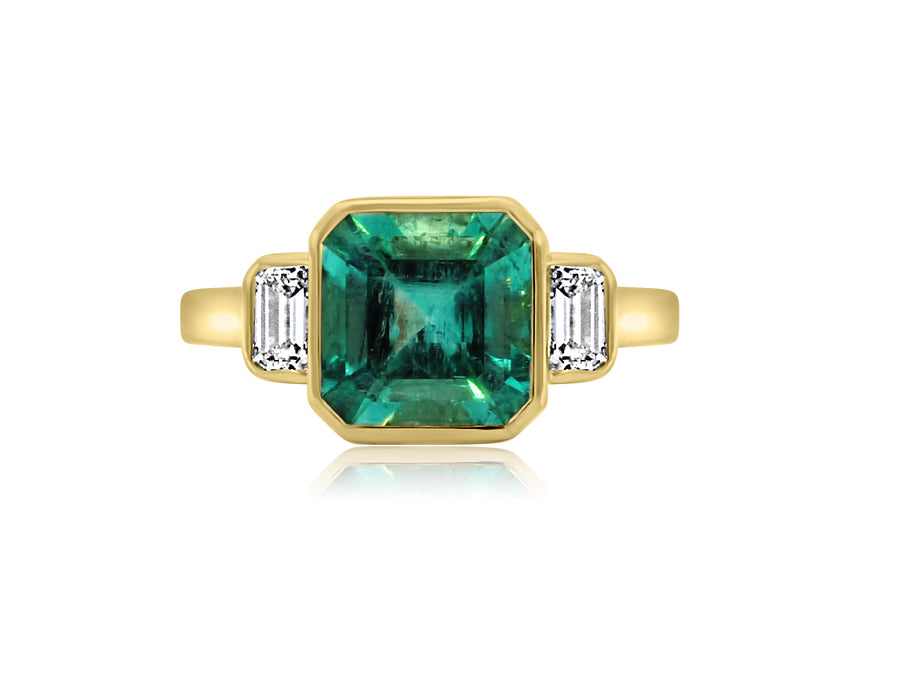 Emerald and Diamond Gold Trinity Ring