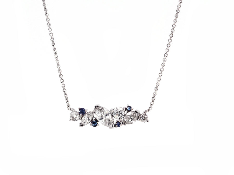 Mixed Diamond & Sapphire White Gold Pendant
