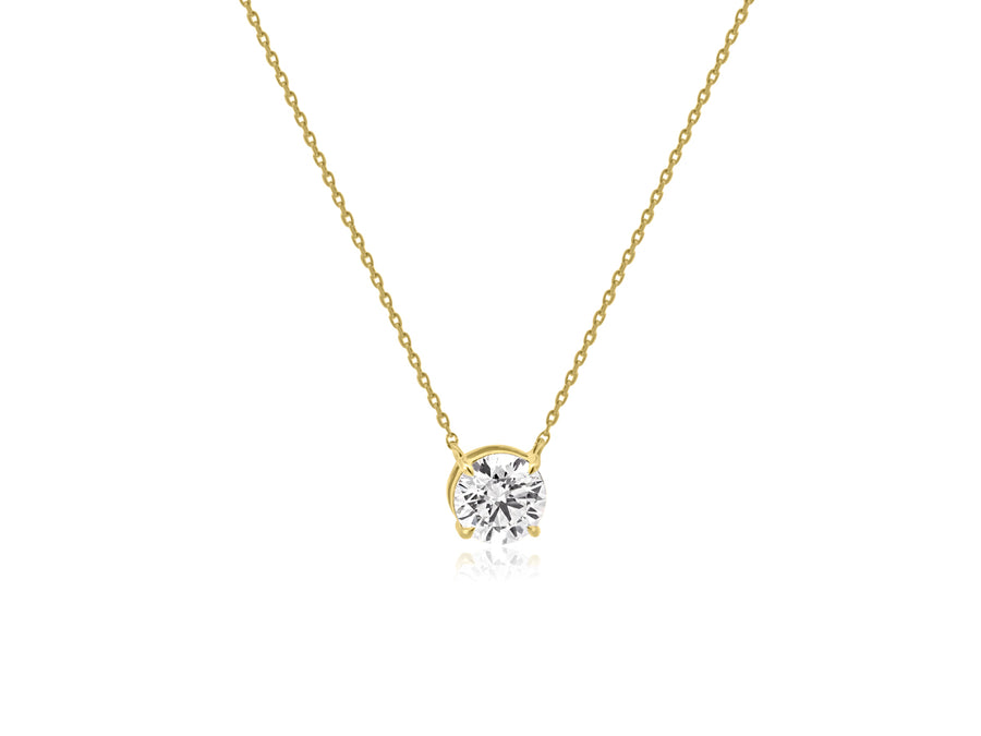 1.05ct DVS1 Round Lab Diamond Gold Pendant Necklace