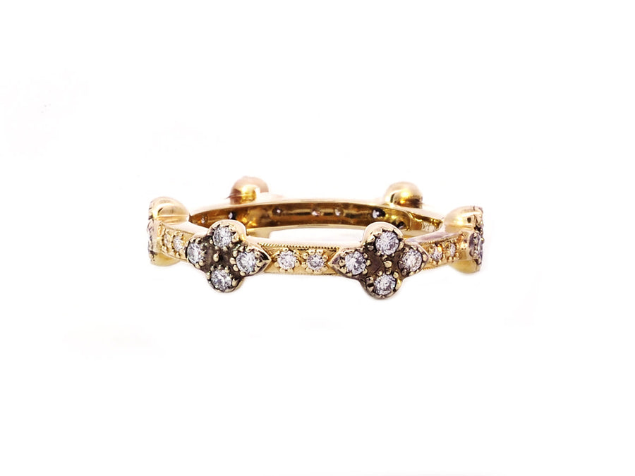 Diamond Cluster Yellow Gold Band