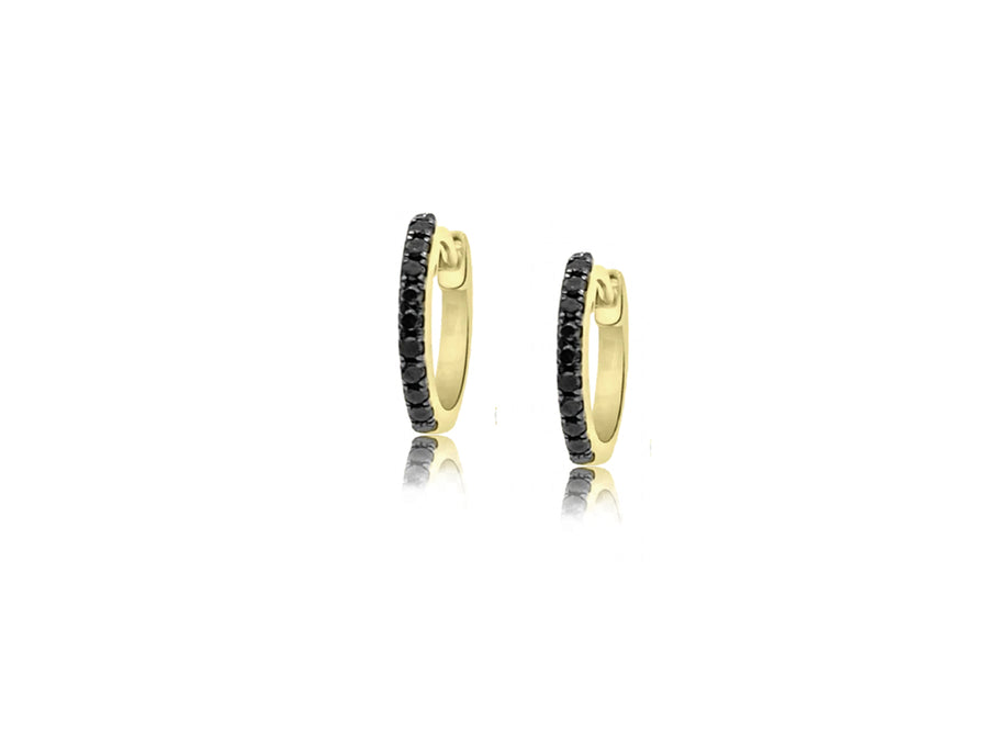 Small Black Diamond Hoop Earrings