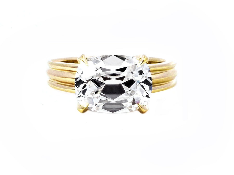 4.29ct EVS1 Antique Cushion Lab Diamond Elektra Ring