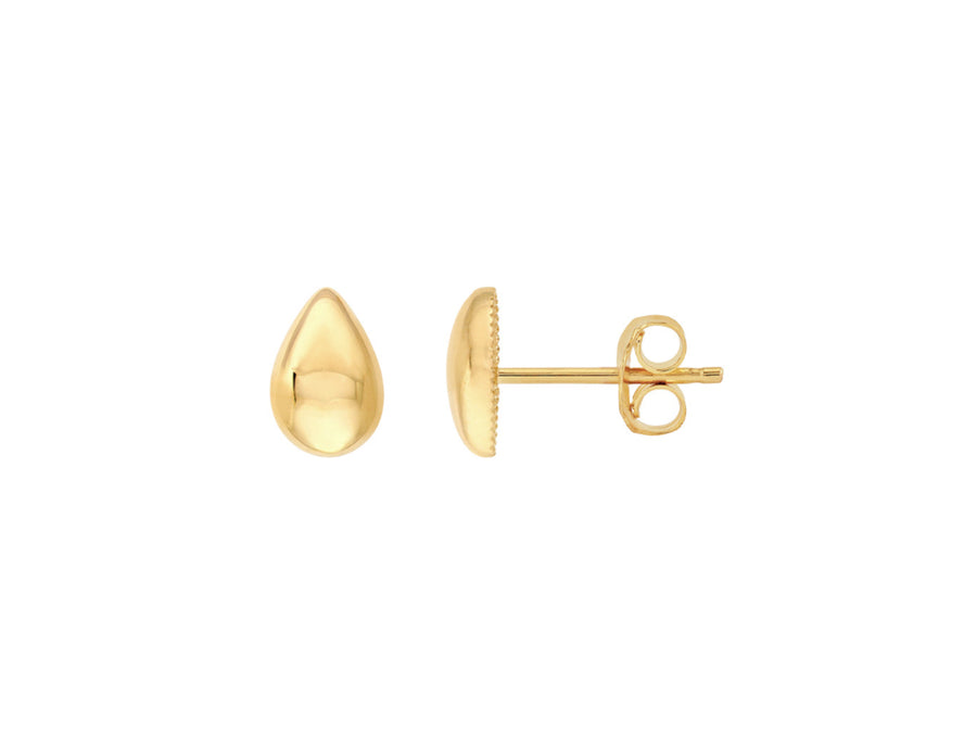 Teardrop Stud Yellow Gold Earrings