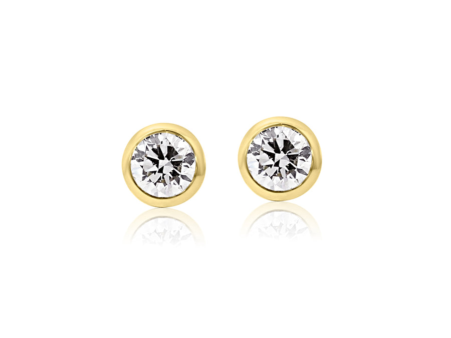 2.06ct EVS1 Lab Diamond Round Gold Bezel Stud Earrings