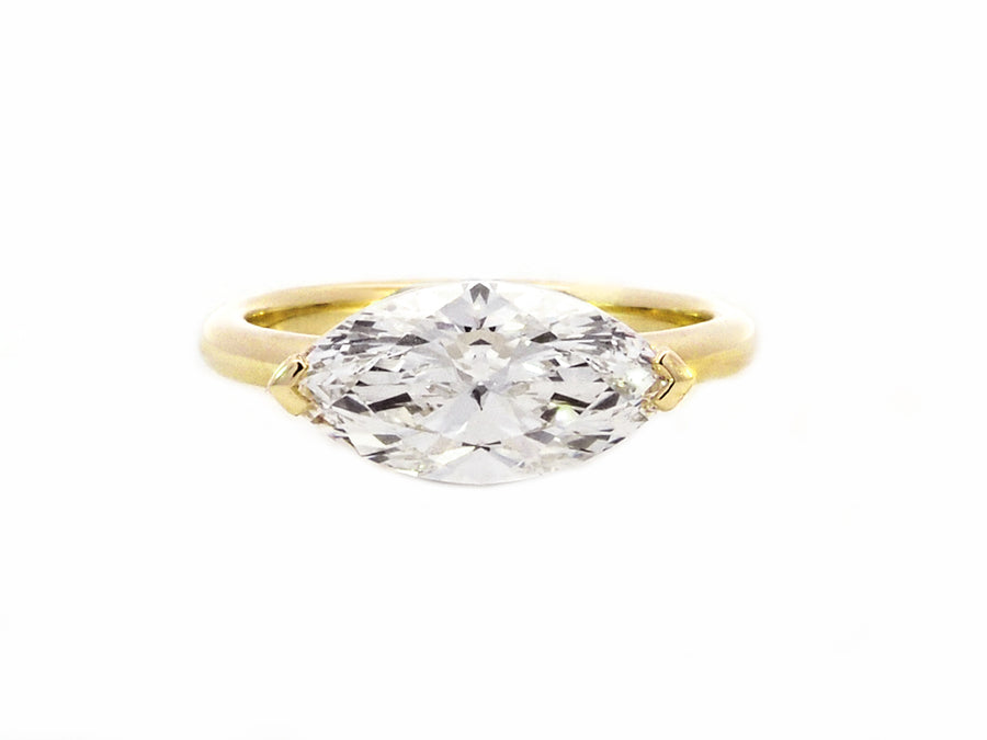2.59cts FVVS2 Marquise Lab Diamond Yellow Gold Ring