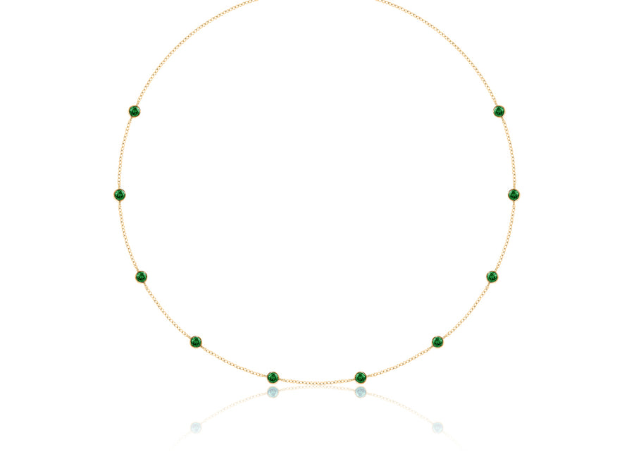 Gold Emerald Bezel Station Necklace