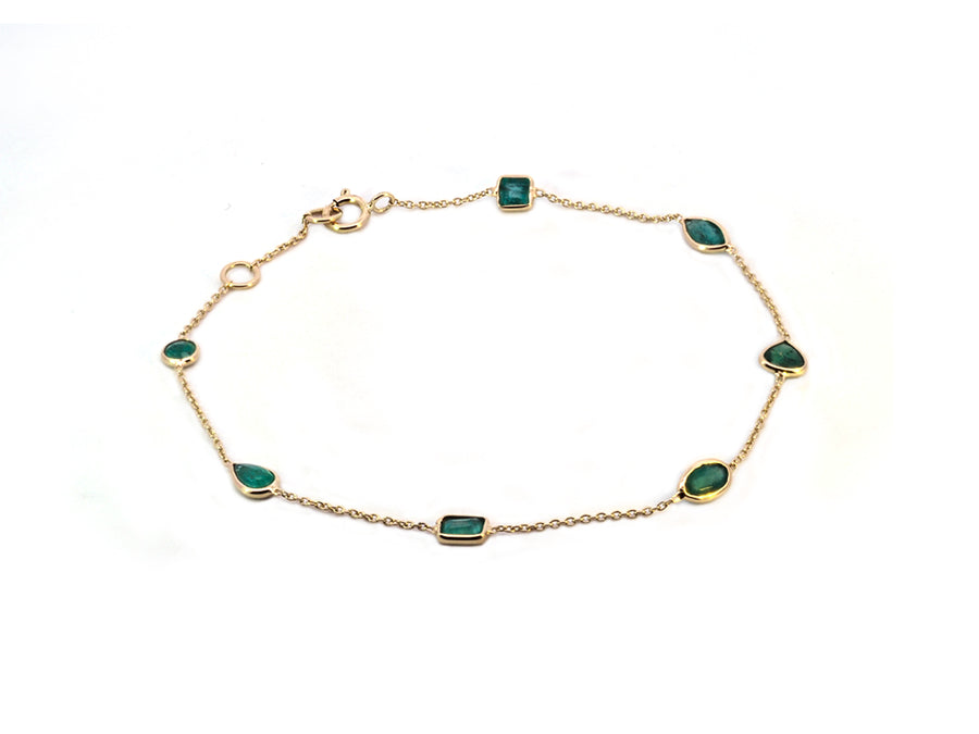 Mixed Shaped Green Emerald Bracelet