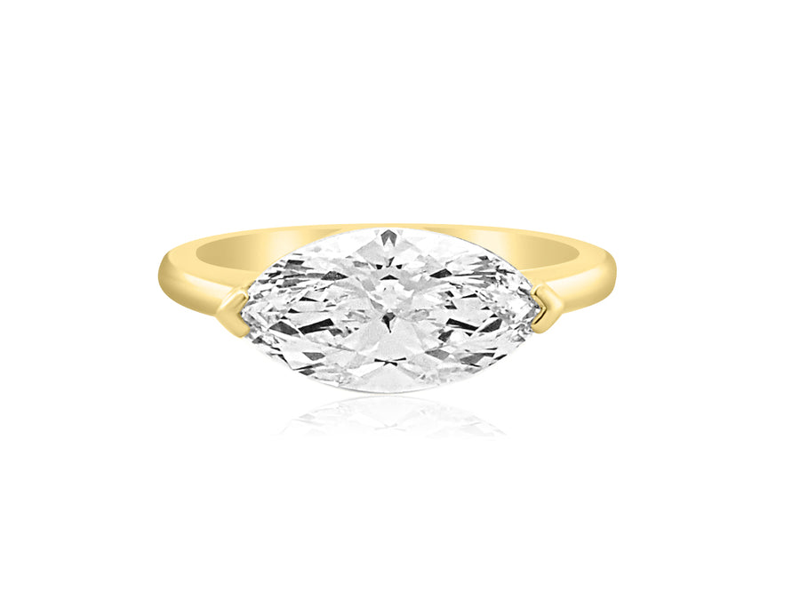 2.59cts FVVS2 Marquise Lab Diamond Yellow Gold Ring