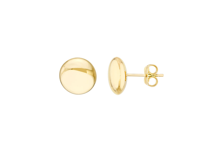 Gold Polished Button Stud Earrings