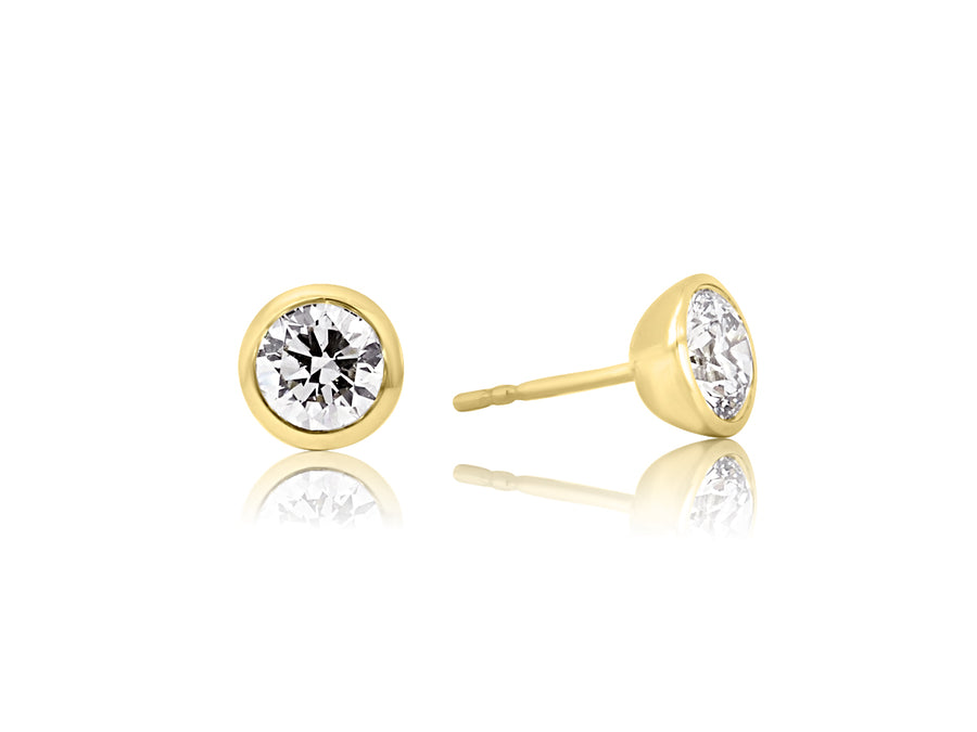 2.06ct EVS1 Lab Diamond Round Gold Bezel Stud Earrings
