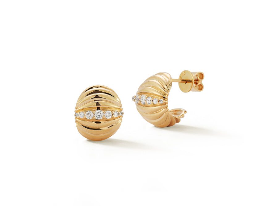 Teddi Paige Ridged Gold Hoop Earrings
