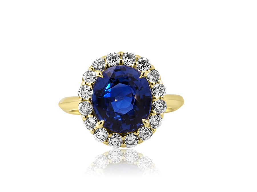 5.17ct Oval Sapphire Cluster Diamond Halo Ring