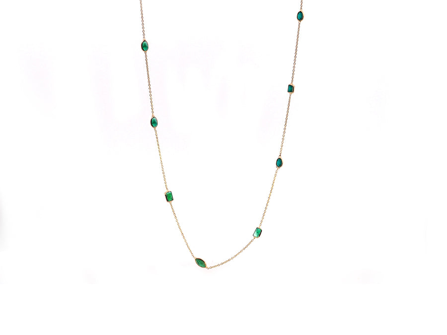 Mixed Shaped Green Emerald Necklace