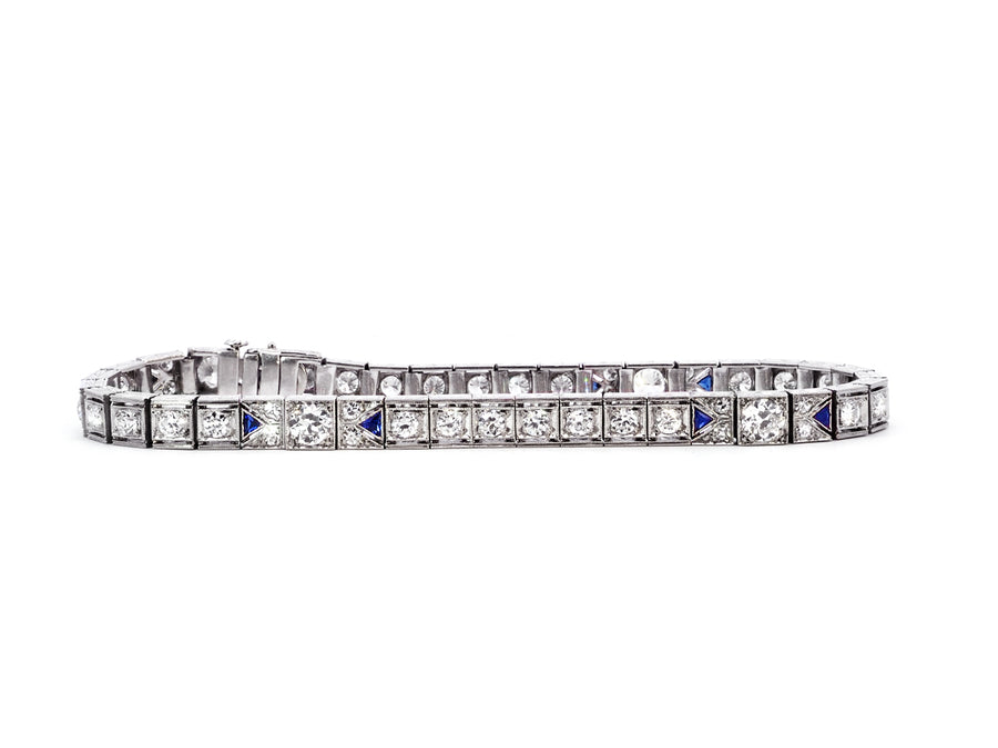 Antique Diamond and Sapphire Platinum Bracelet