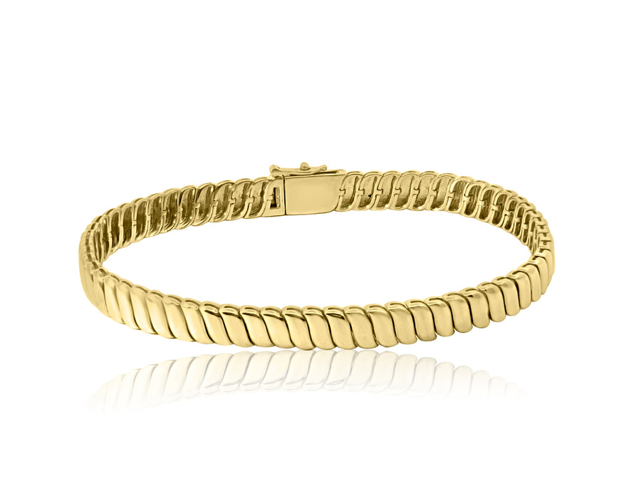 Gold Ribbed Link Bracelet