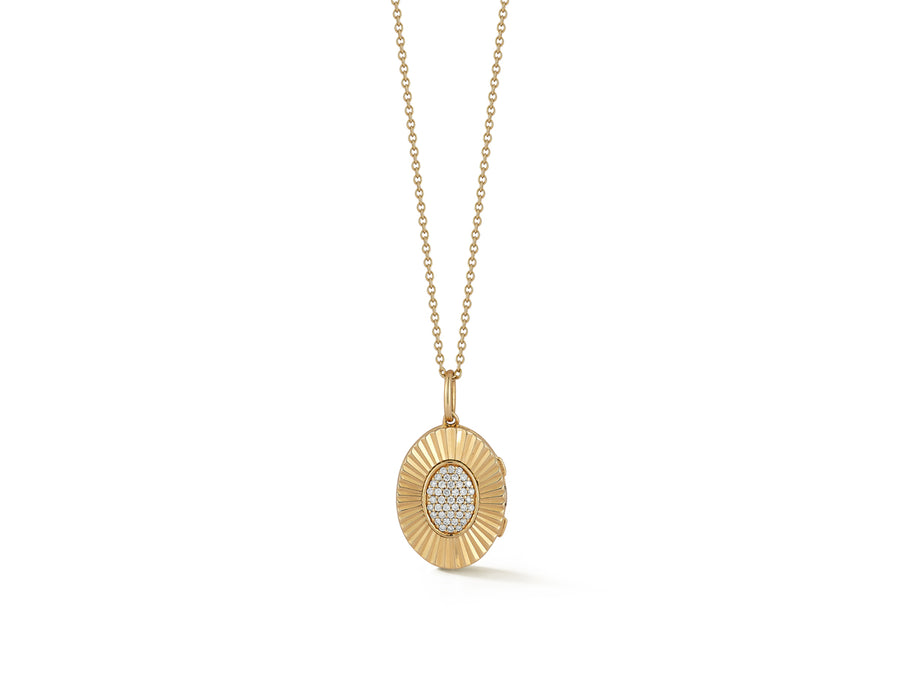 Teddi Paige Gold and Diamond Oval Locket Necklace