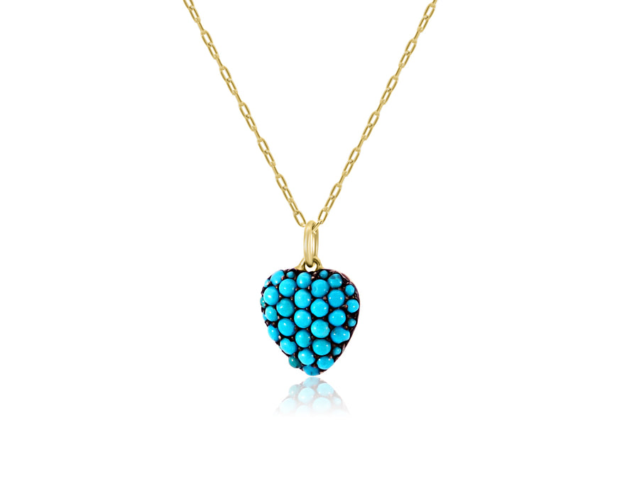 Antique Turquoise Puffy Heart Pendant