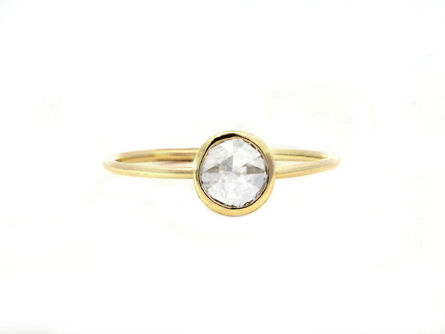Rose Cut Diamond Bezel Yellow Gold Ring