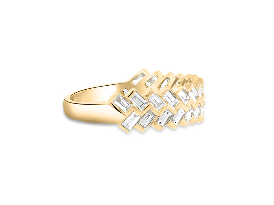 Double Row Baguette Yellow Gold Ring