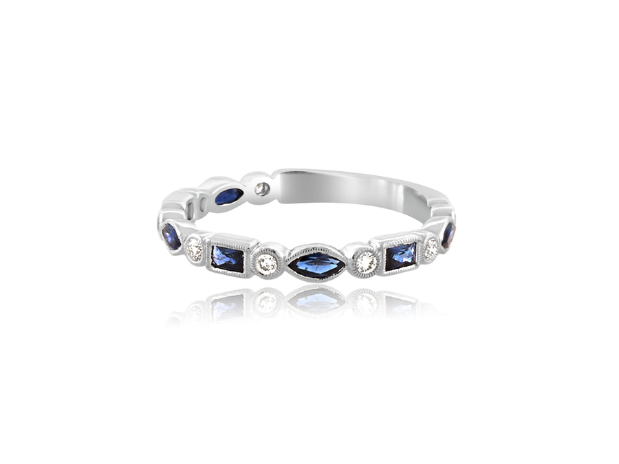 Sapphire and diamond half eternity band Clearance