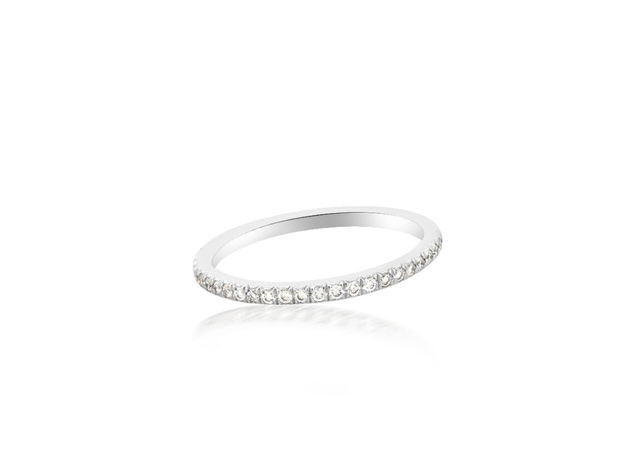 Small Linea French Pave Diamond Platinum Ring