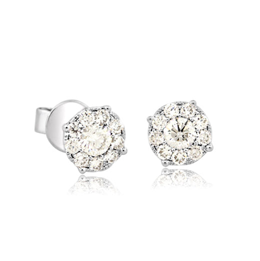 Pave Diamond Cluster Stud Earrings