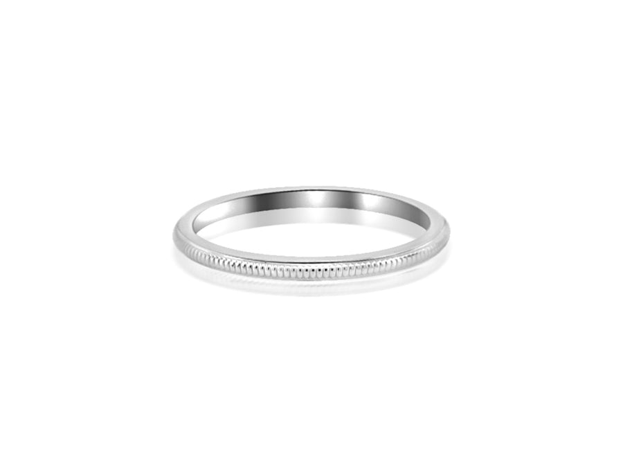 Thin Milgrain White Gold Band
