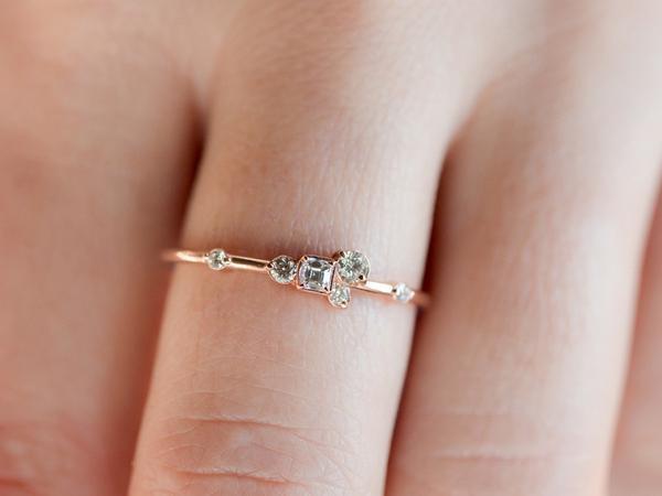 Pinch of Sugar Diamond Cluster Rose Ring