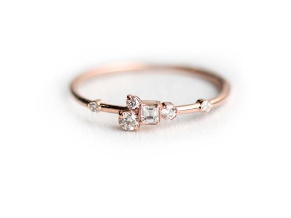 Pinch of Sugar Diamond Cluster Rose Ring