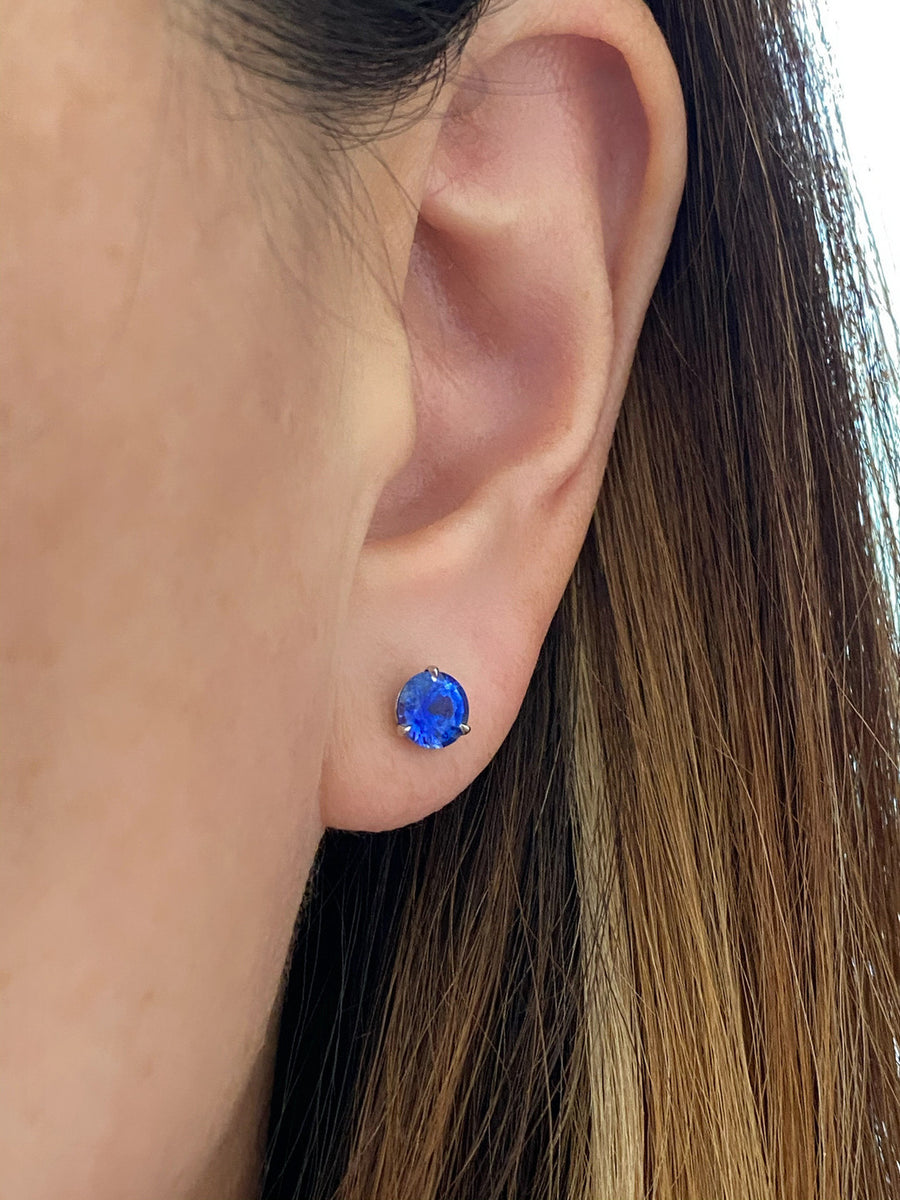 2.05ct Blue Sapphire Stud Earrings