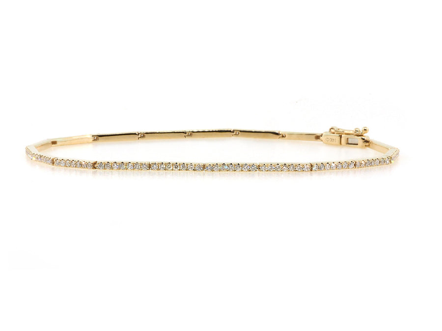 Thin Pave Diamond Link Gold Bracelet