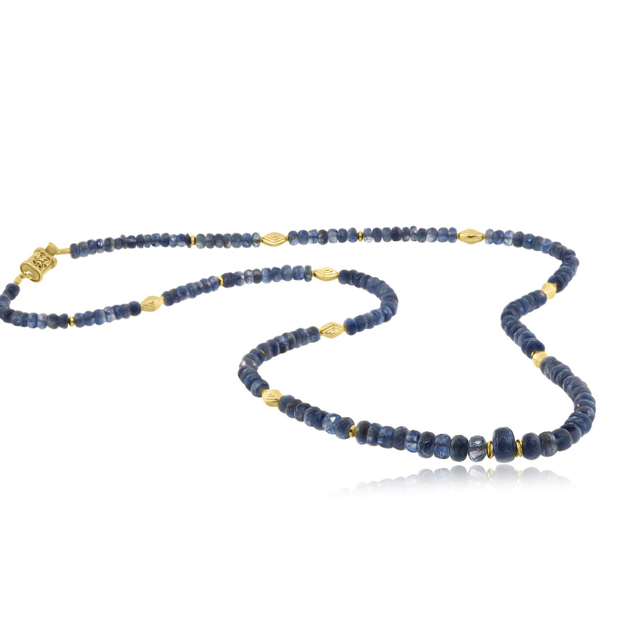 Kyanite and Gold Beaded Necklace