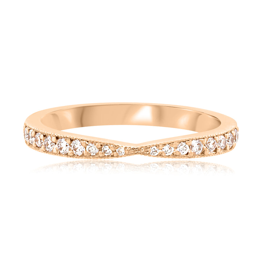 Tapered Vertex Diamond Rose Gold Ring